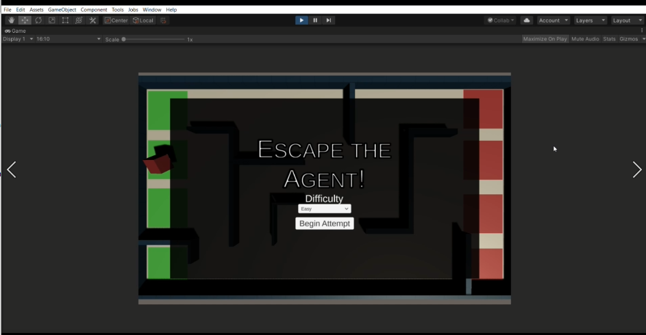 Main Screen for the minigame in Unity